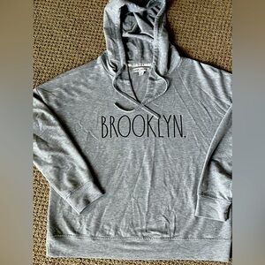 Rae Dunn Women’s Brooklyn Long Sleeve Hood Shirt in Light Heather Gray
